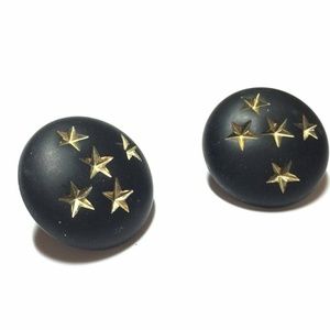 Vintage Lucite Retro Button Stars Stud Earrings